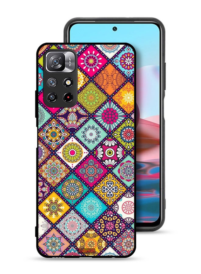 Tolwak Xiaomi Redmi Note 11 4G Protective Case Cover Mandala Squares Pattern - Image 1