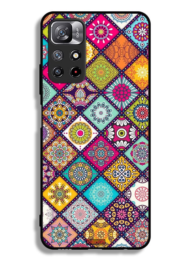 Tolwak Xiaomi Redmi Note 11 4G Protective Case Cover Mandala Squares Pattern - Image 2
