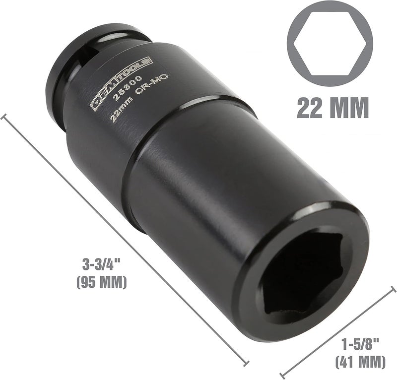 OEMTOOLS 25300 22mm Crank Bolt Socket, Heavy Duty Harmonic Balancer Socket For Stubborn Bolts, 22mm Impact Socket 1/2 Drive Crank Bolt Removal Tool - Image 5