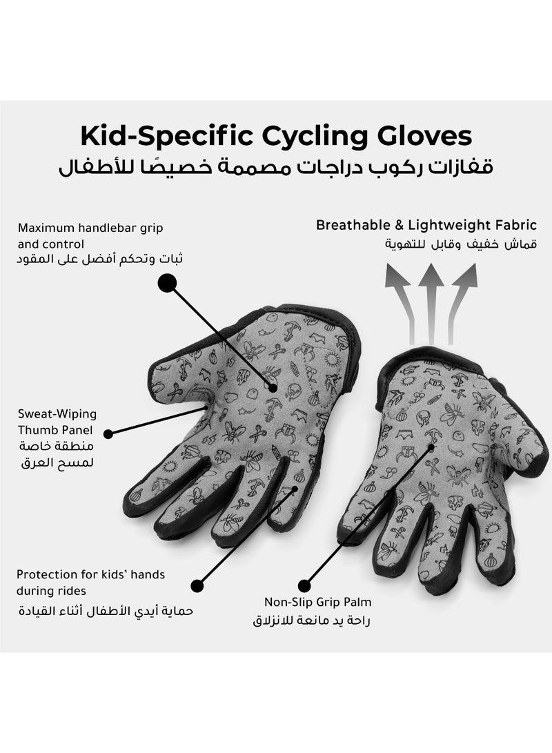 Woom TENS Kids Bike Gloves | Shock-Absorbing Padded Palm | Breathable Mesh Back | Size 6 Youth Cycling Gloves | Black - Image 2