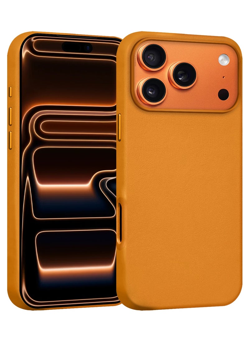 CATANES Premium Leather Case for iPhone 17 Pro Max – Shockproof, Waterproof, Matte Finish, Anti-Slip, Slim Fit - Light Brown - Image 1