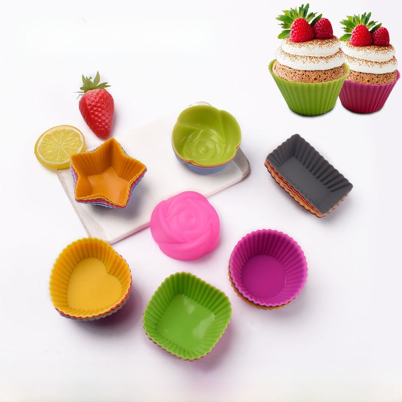Round Heart Star Silicone Cake Molds Rose 