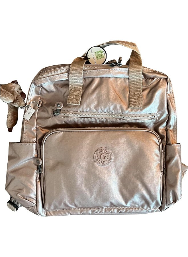 kipling حقيبة ظهر كيبلينغ أودري لحمل الحفاضات باللون الكوارتز المعدني