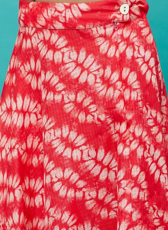 AKS Red Printed Lehenga Choli Set for Girls - Image 3