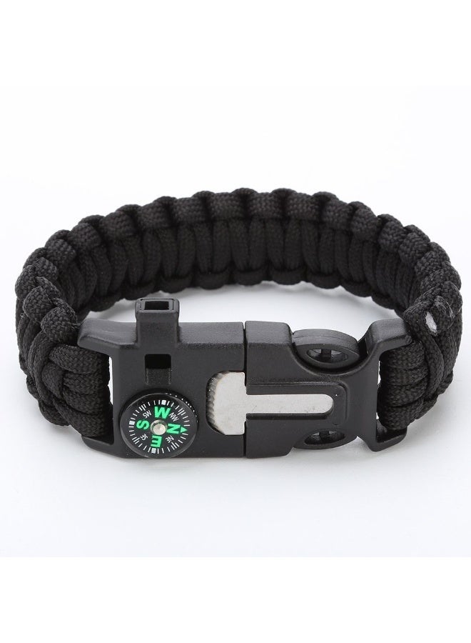 سوار باراكورد للنجاة ٥ في ١ مزود ببوصلة، وصافرة، ومشعل نار، وقاطع | معدات طوارئ للتخييم والمشي لمسافات طويلة والأنشطة الخارجية - Image 1