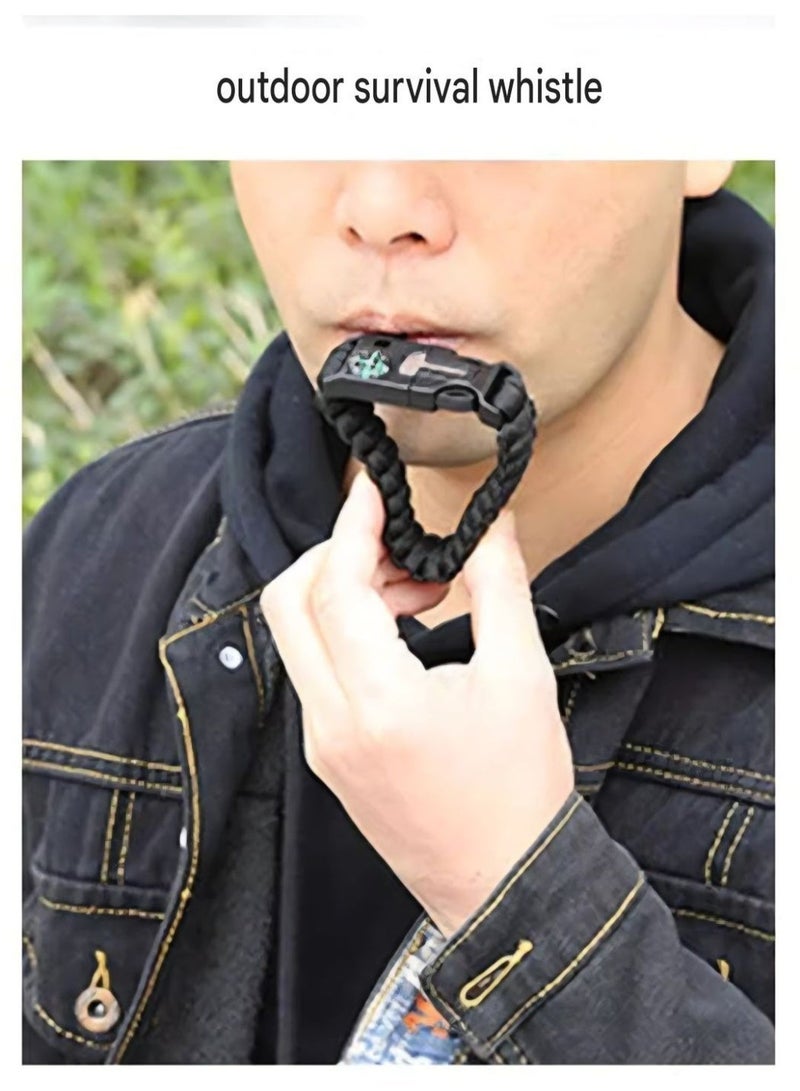 سوار باراكورد للنجاة ٥ في ١ مزود ببوصلة، وصافرة، ومشعل نار، وقاطع | معدات طوارئ للتخييم والمشي لمسافات طويلة والأنشطة الخارجية - Image 5