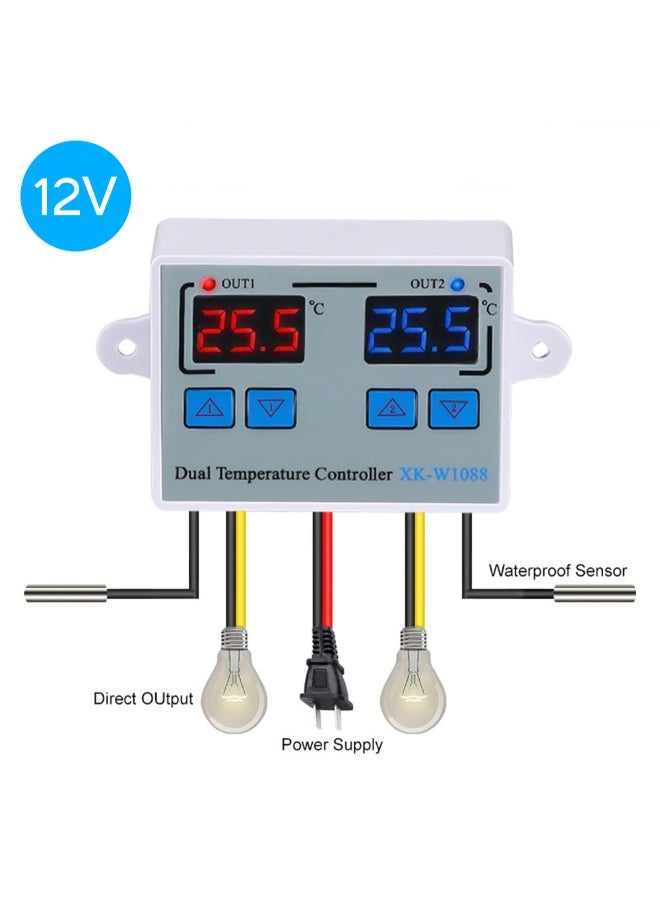 NIBEMINENT Dual Digital Thermostat Temperature Controller For incubator XK-W1088 White  - Image 2