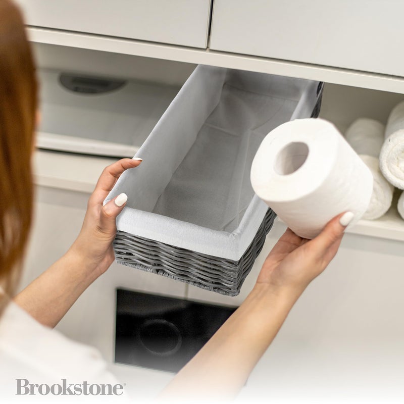 Brookstone Wicker Shelf Storage Basket Decorative Shelf Bin, bathroom organizers and storage, Boho Living Room Decor, Summer Storage 2025-2 Pack - Image 5