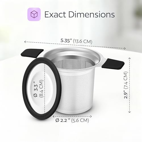 GoodCups Stainless Steel Tea Infuser for Loose Leaf Tea – Extra Fine Mesh Strainer with Heat Proof Double Handles & Lid, Reusable Filter Fits Mugs, Cups & Teapots, Black - Image 2