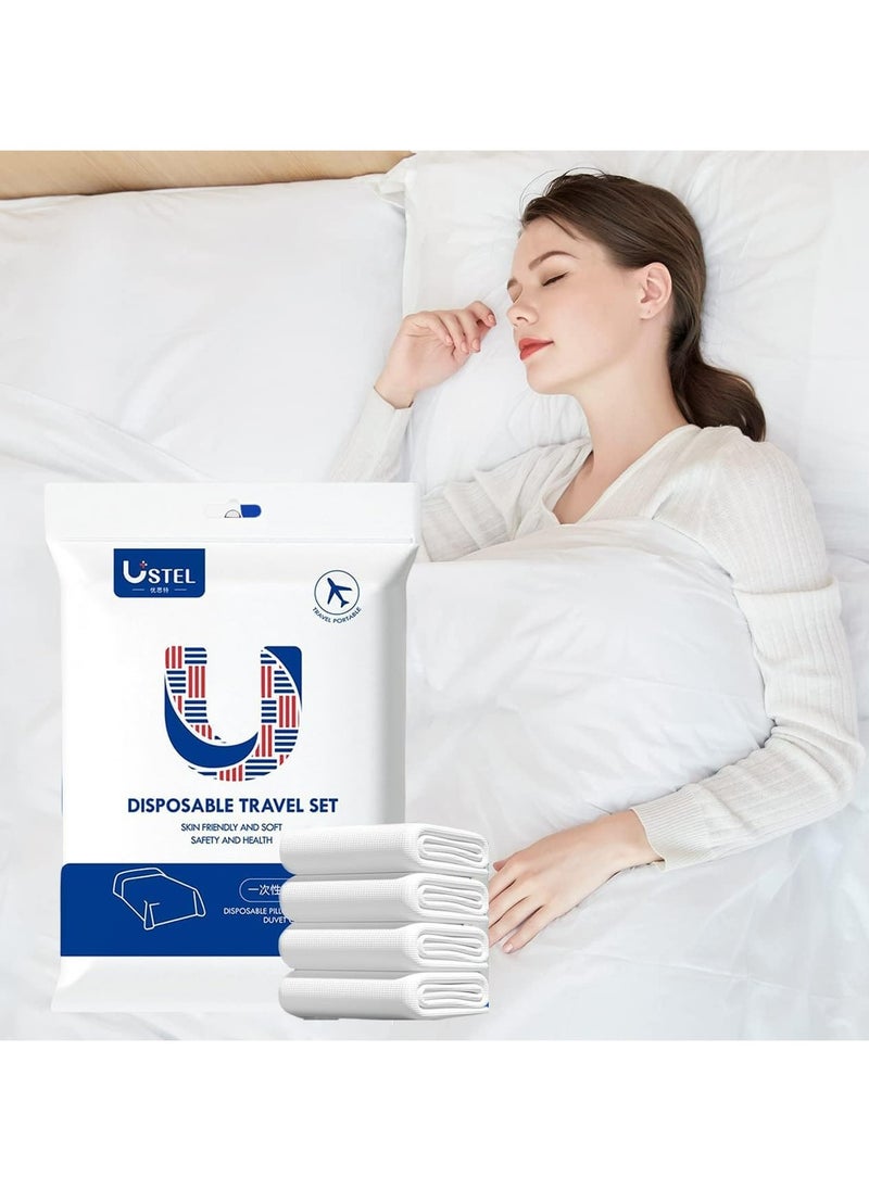 Oasisgalore 4-Piece Disposable Bed Set for Travel, Hotel, Spa - Soft, Dirt-Resistant  - Image 1