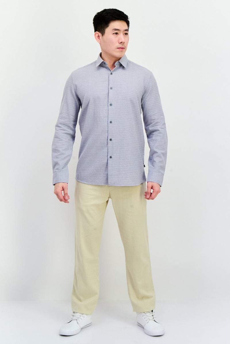 Civil Society Men Regular Fit Windowpane Pattern Long Sleeve Casual Shirts, Grey  - Image 4