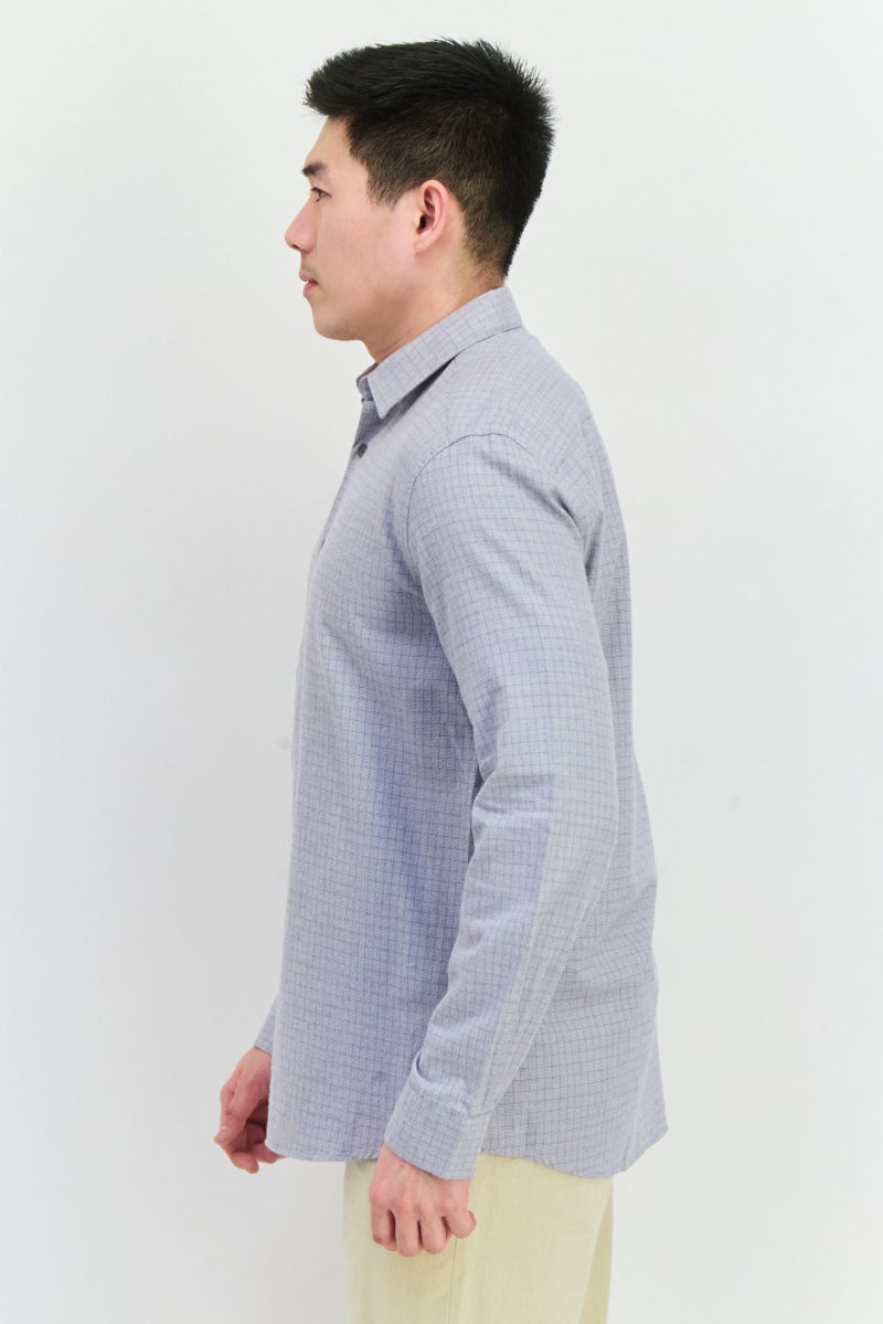 Civil Society Men Regular Fit Windowpane Pattern Long Sleeve Casual Shirts, Grey  - Image 2