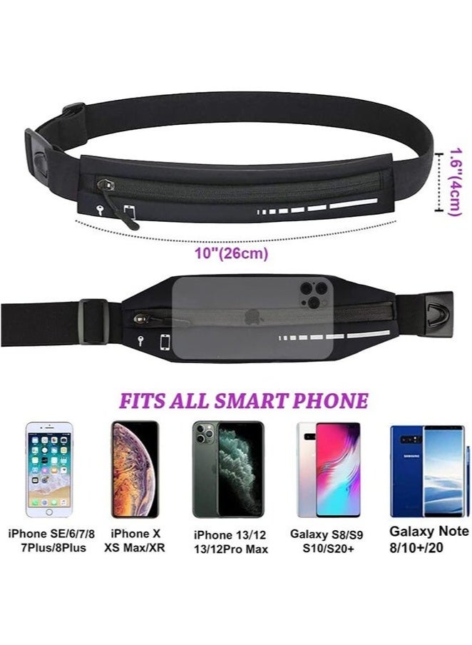 Generic Slim Running Belt for Women Men, Runners Pack Phone Holder,Run Pouch Waist Belt for Workout Jogging, Money Belt Running Gear Accessories(Black)  - Image 3