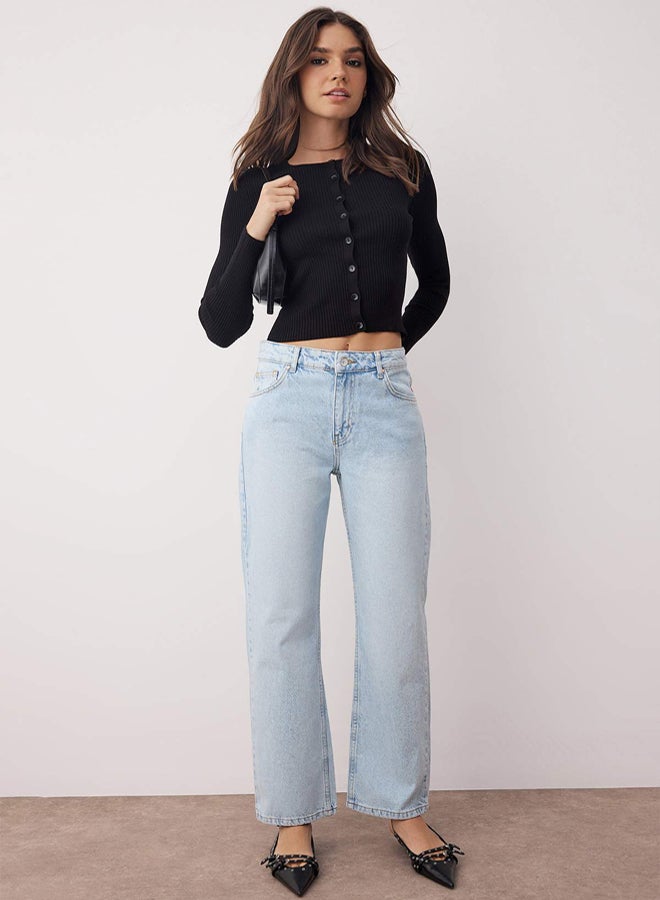 trendyol Blue High Waist Tube Leg Straight Jeans - Image 1