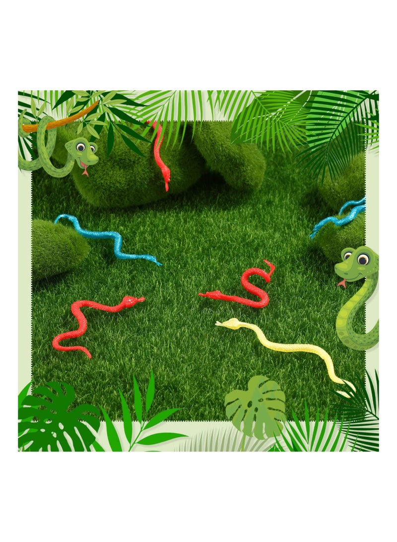 30 Pcs Glittering Stretchy  Rubber Snake Toys, Colorful Fake Snakes, Realistic Slimy Snake Rubber, for Birthday Party Favors, Goodie Bags, Prizes - Image 4
