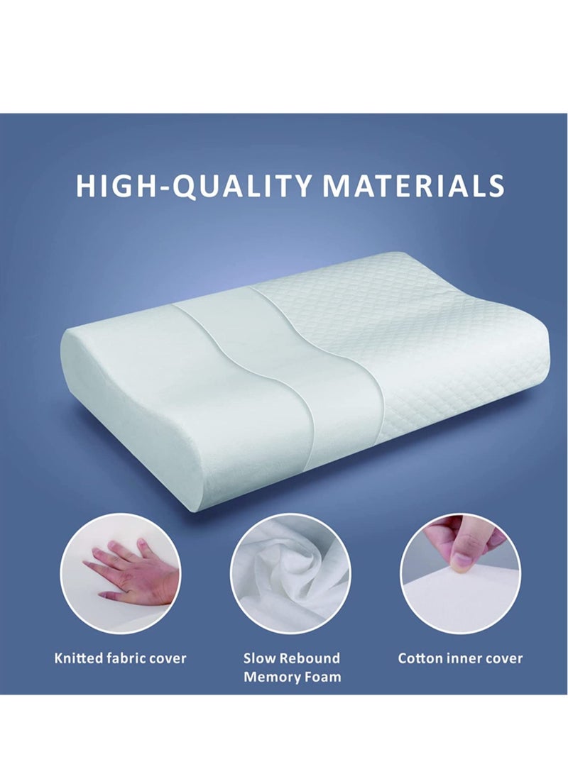 ELTRAZONE Memory Foam Pillow 60x38x10cm, Neck Designed Sleeping Pillow, Strong Neck Support Contour Bed Pillow Suitable for Side Sleepers,Washable Pillow Cover, White - Image 3