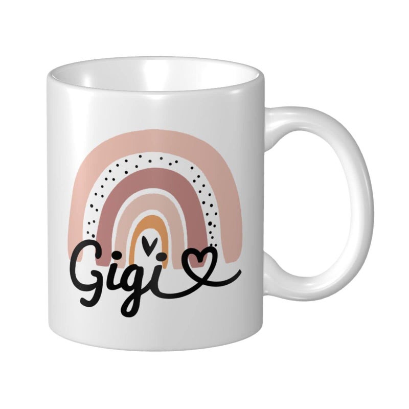 Wisedeal Gigi Ceramic Coffee Mug White 11 OZ Hot or Iced Coffee Birthdays Christmas or Housewarming gifts Microwave Dishwasher Safe Perfect for Office and Home Use