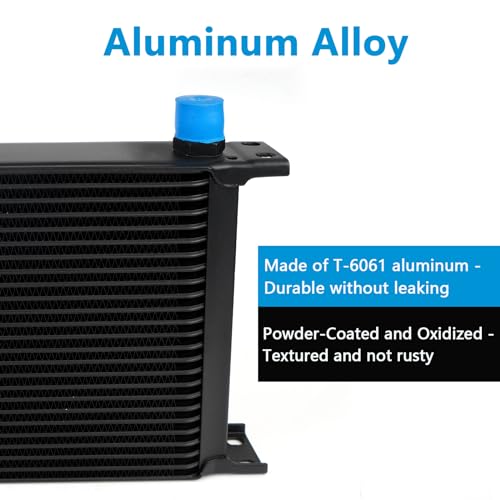 HTRACING 25 Row AN10 10AN Transmission Oil Cooler Kit Stacked Plate With 6AN 8AN Adapter Universal Engine Transmission British Radiator Oil Cooler Condenser Aluminium Alloy Black - Image 4