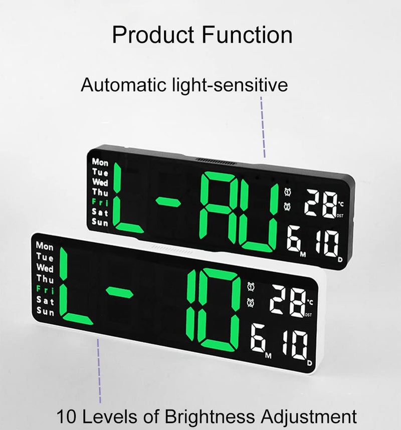Lancoon Electronic Clock 13 Inch LED Screen with Standing and Hanging Count Up Countdown Remote Control Plug in Temperature Date Week Display for Living Room Home - Image 3