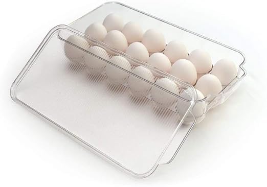 ENCHANTMENT ARAA PAVA Egg Storage Box Egg Trays For Refrigerator With Lid Handles Rectangular Egg Tray Box For 18 Egg Stackable Unbreakable Egg Storage Containers basket Trays for Fridge1pcs - Image 1