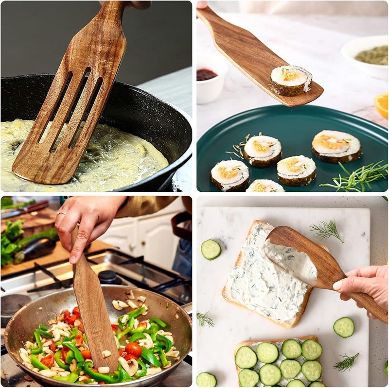LorisArm Acacia Wood Spatula Utensil Sets, 4-Pack Wooden Spatulas Turner, Kitchen Accessories, Kitchen tool Wood Cooking Utensil - Image 4