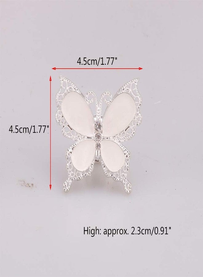 Xinally RUN 6 Pieces Butterfly Cabinet Pull Knobs Decorative Closet Cupboard Wardrobe Single Hole Handles Home Decor (White) - Image 2