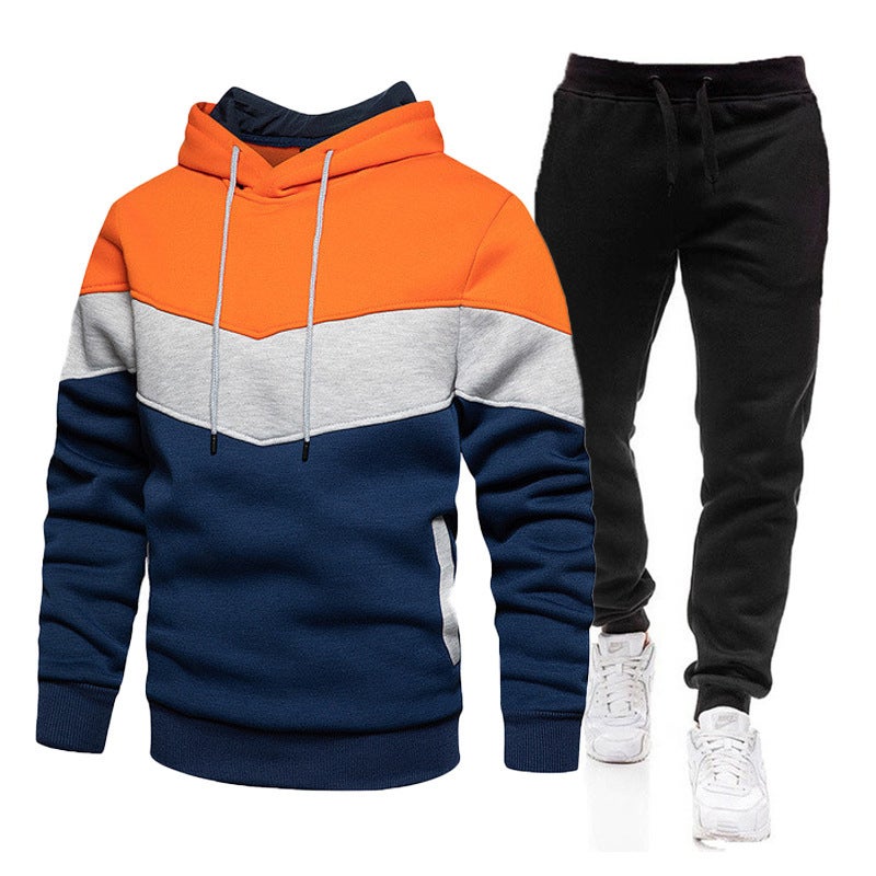 Men'S Color Matching Suit Contrast Color Fashion Hoodie Men'S And Women'S Sweater Sweatpants Casual Sportswear - Image 3