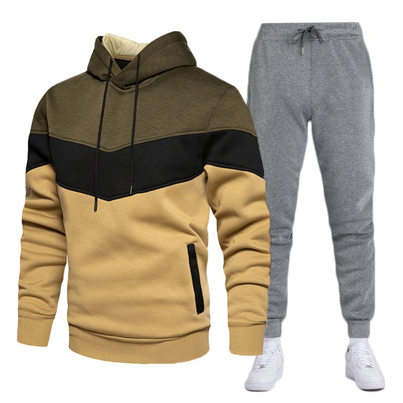 Men'S Color Matching Suit Contrast Color Fashion Hoodie Men'S And Women'S Sweater Sweatpants Casual Sportswear - Image 1