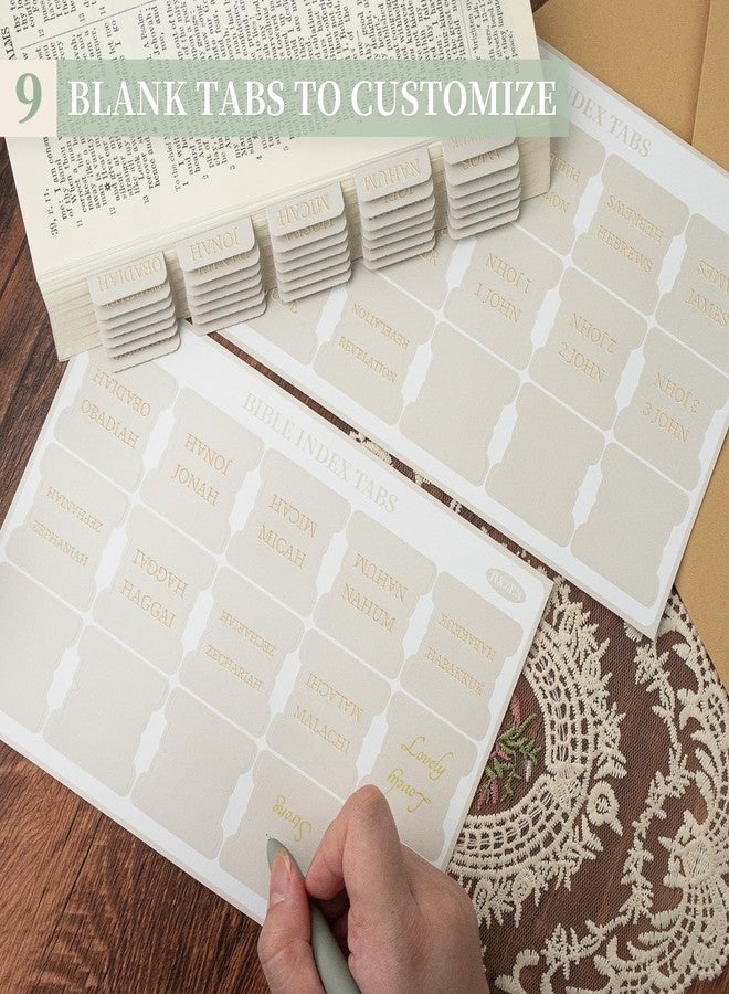 JIXZEN Bible Tabs for Women and Men, 75 Laminated Index Tabs with Embossed Gold Foil Lettering, Durable Neutral Bible Study Tabs for Easy Navigation, Bible Journaling Supplies - Image 5
