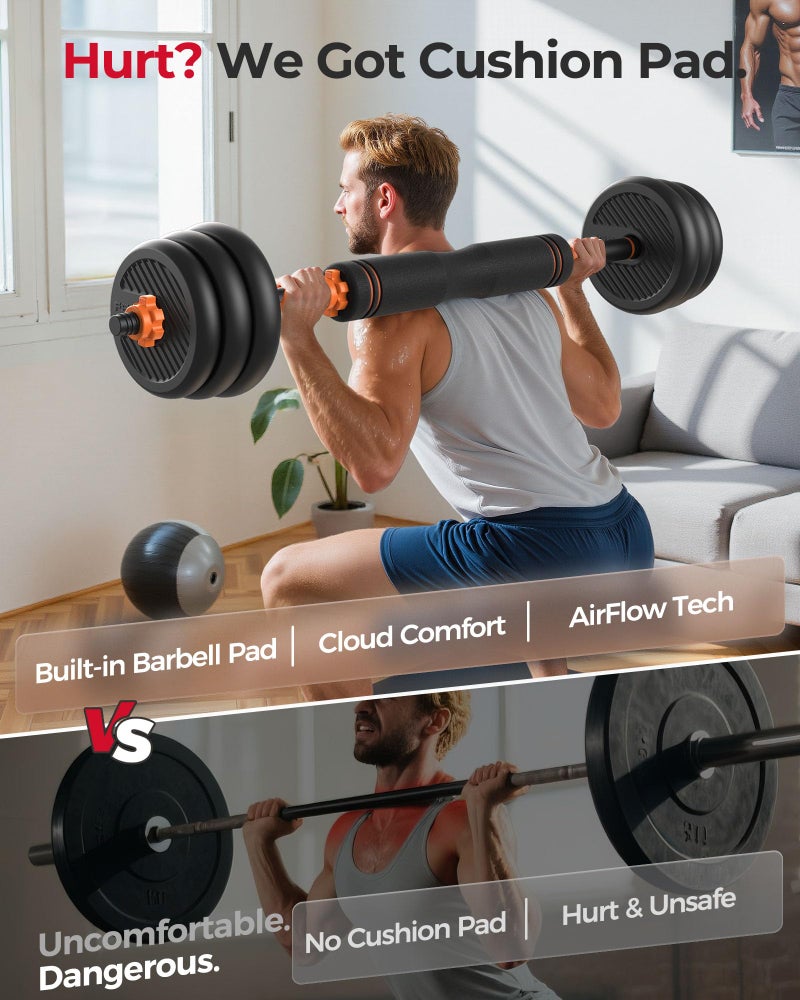 FEIERDUN Adjustable Dumbbells, 20lbs Free Weight Set with Connector, 4 in1 Dumbbells Set Used as Barbell, Kettlebells, Push up Stand, Fitness Exercises for Home Gym Suitable Men/Women - Image 5