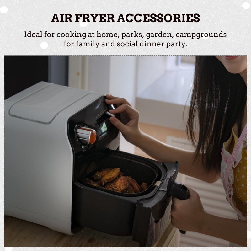 Air Fryer Baking Paper Mats 8 Inch Square Perforated Wood Pulp Steamer Liners Non Stick Oil Absorbing Paper 100 Pieces For Air Fryer And Steaming Basket Use - Image 5