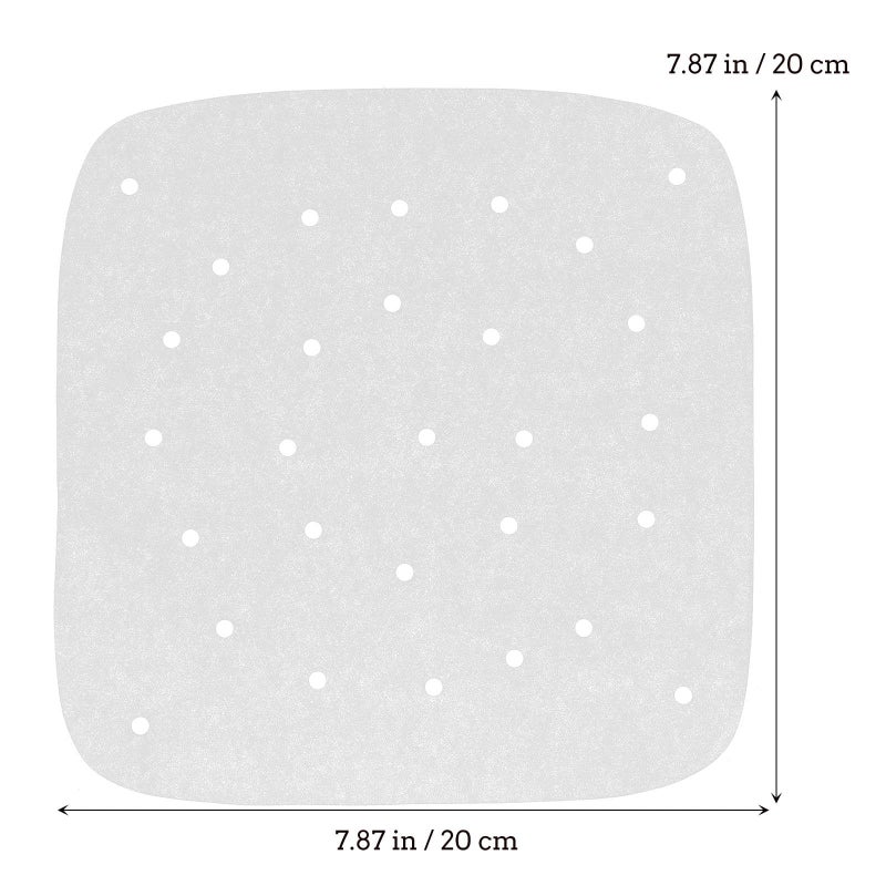 Air Fryer Baking Paper Mats 8 Inch Square Perforated Wood Pulp Steamer Liners Non Stick Oil Absorbing Paper 100 Pieces For Air Fryer And Steaming Basket Use - Image 3