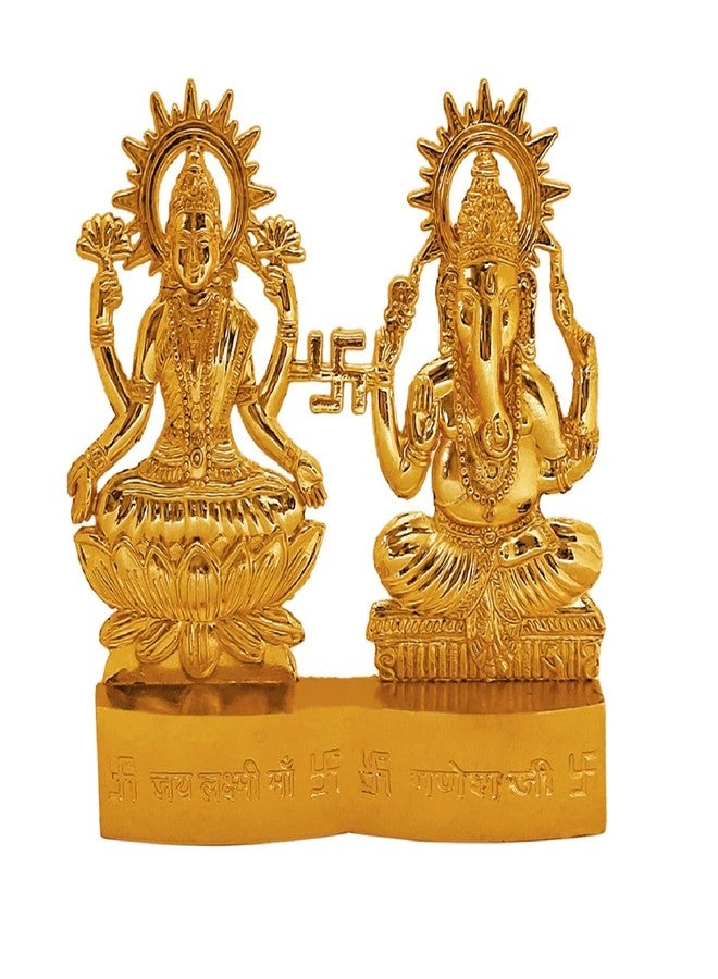 CRAFTSMAN SATVIK 4 inch Lakshmi Ganesha Statue Metal Figurine Laxmi Ganesh Idol Murti Set for Hindu Pooja for Home Mandir Indian Diwali Puja Pujan Decoration. Indian Housewarming Return Gift Items Luxmi idol - Image 1