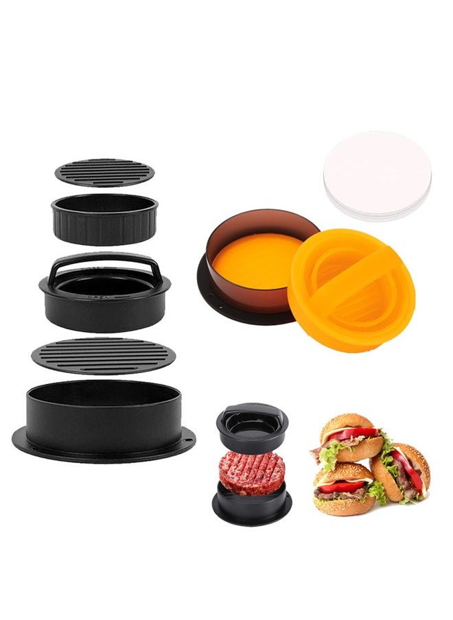 Bukela 3 In 1 Burger Press With Round Non-stick Handle, Stuffed Burger Patty Maker, Adjustable Sliding Mold for Hamburgers and Beef Burgers, Grill Tool Set  - Image 1