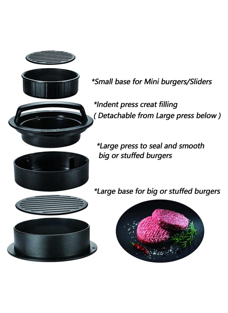 Bukela 3 In 1 Burger Press With Round Non-stick Handle, Stuffed Burger Patty Maker, Adjustable Sliding Mold for Hamburgers and Beef Burgers, Grill Tool Set  - Image 2
