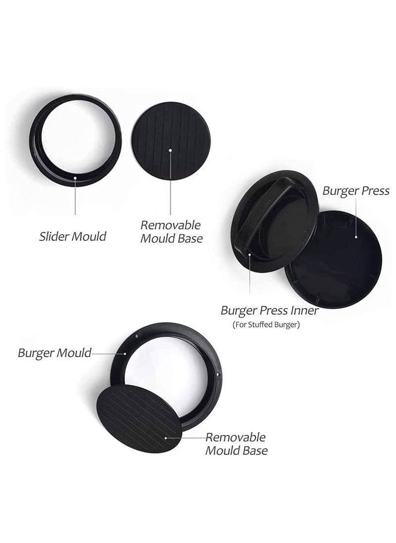 Bukela 3 In 1 Burger Press With Round Non-stick Handle, Stuffed Burger Patty Maker, Adjustable Sliding Mold for Hamburgers and Beef Burgers, Grill Tool Set  - Image 3