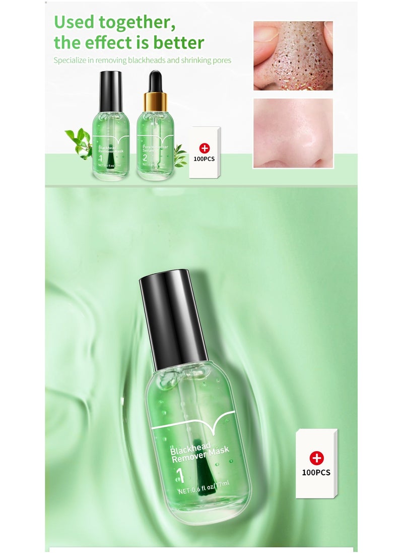 Labymos Blackhead Removal Kit Deep Pore Cleansing and Shrinking Blackhead Liquid Remover Green Tea Blackhead Solution Nose Pore Minimizing Peel Kit