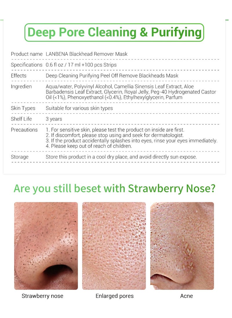 Labymos Blackhead Removal Kit Deep Pore Cleansing and Shrinking Blackhead Liquid Remover Green Tea Blackhead Solution Nose Pore Minimizing Peel Kit
