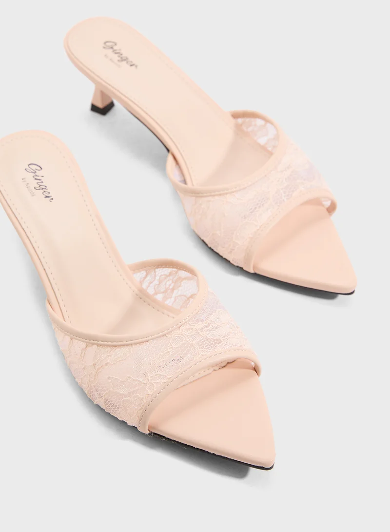 Ginger Lace Strap Heeled Sandal
