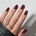 BTArtbox Press on Nails Short Square - Dark Red Nails with Glossy French Tips in a Matte Finish, Soft Gel Fake Nails Glue On Nails in 16 Sizes, Cozy Cocoa - Image 2
