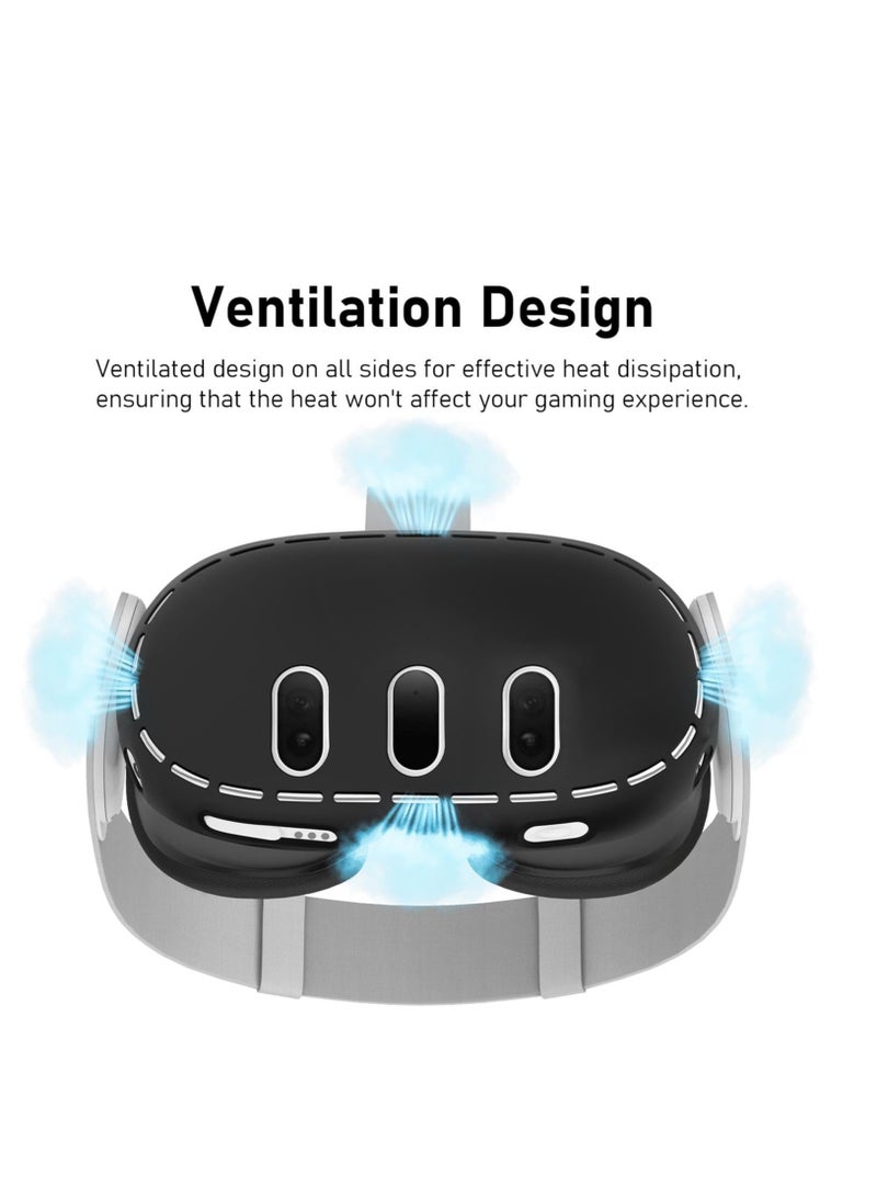نظارات واقية من الصفر لعبة الملحقات المضادة للالغبار الاصطدام متوافق مع سماعات الواقع الافتراضي كويست 3 ميتا سيليكون الأسود - Image 2