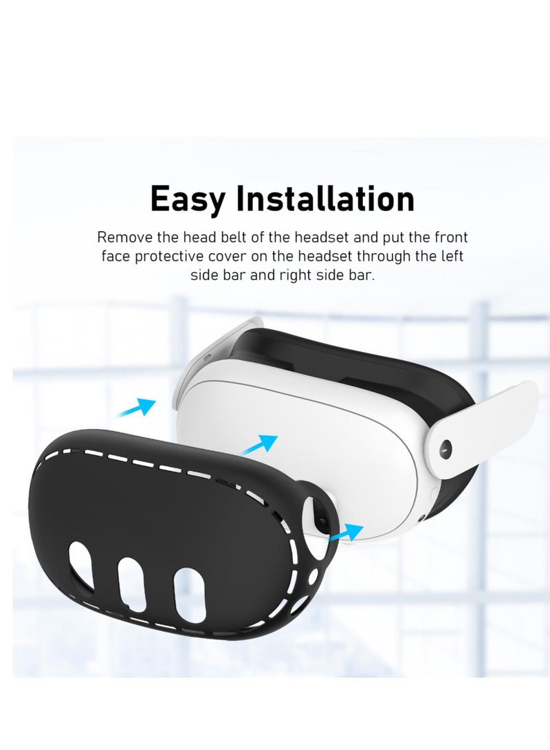 نظارات واقية من الصفر لعبة الملحقات المضادة للالغبار الاصطدام متوافق مع سماعات الواقع الافتراضي كويست 3 ميتا سيليكون الأسود - Image 4