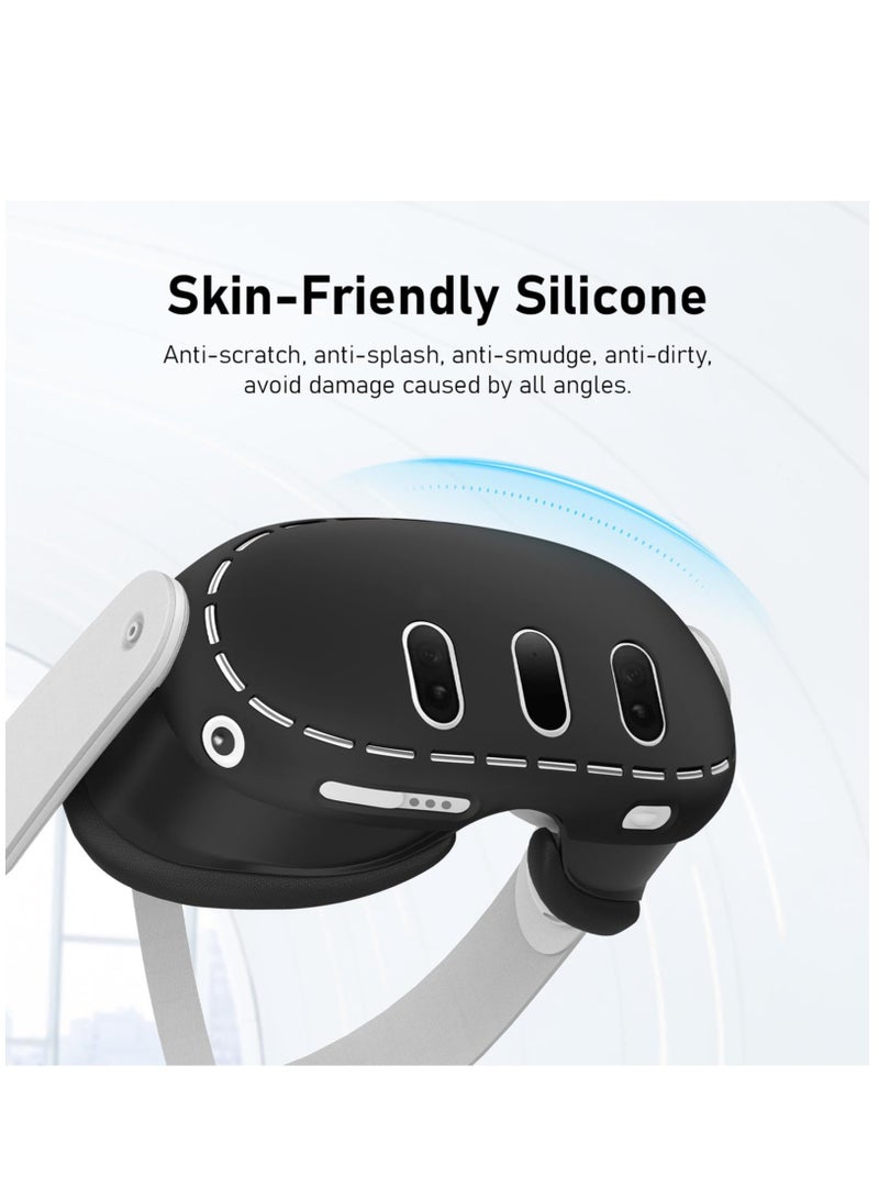 نظارات واقية من الصفر لعبة الملحقات المضادة للالغبار الاصطدام متوافق مع سماعات الواقع الافتراضي كويست 3 ميتا سيليكون الأسود - Image 5