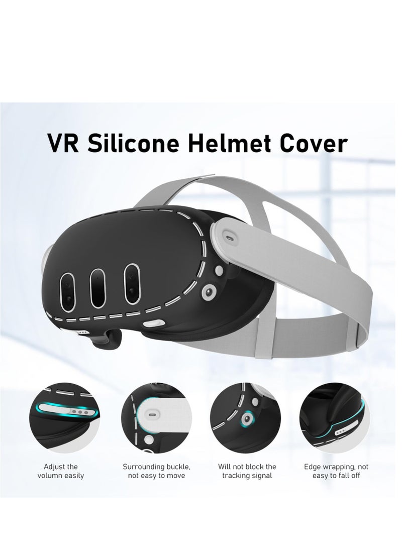 نظارات واقية من الصفر لعبة الملحقات المضادة للالغبار الاصطدام متوافق مع سماعات الواقع الافتراضي كويست 3 ميتا سيليكون الأسود - Image 3