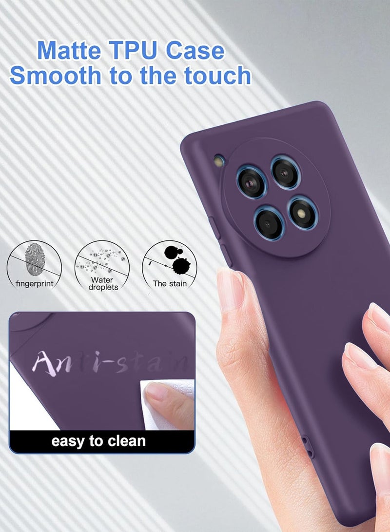 دبليو تيك غطاء حماية من السيليكون السائل الناعم لهاتف ون بلس 12R 5G 2024 أرجواني باذنجاني - Image 3