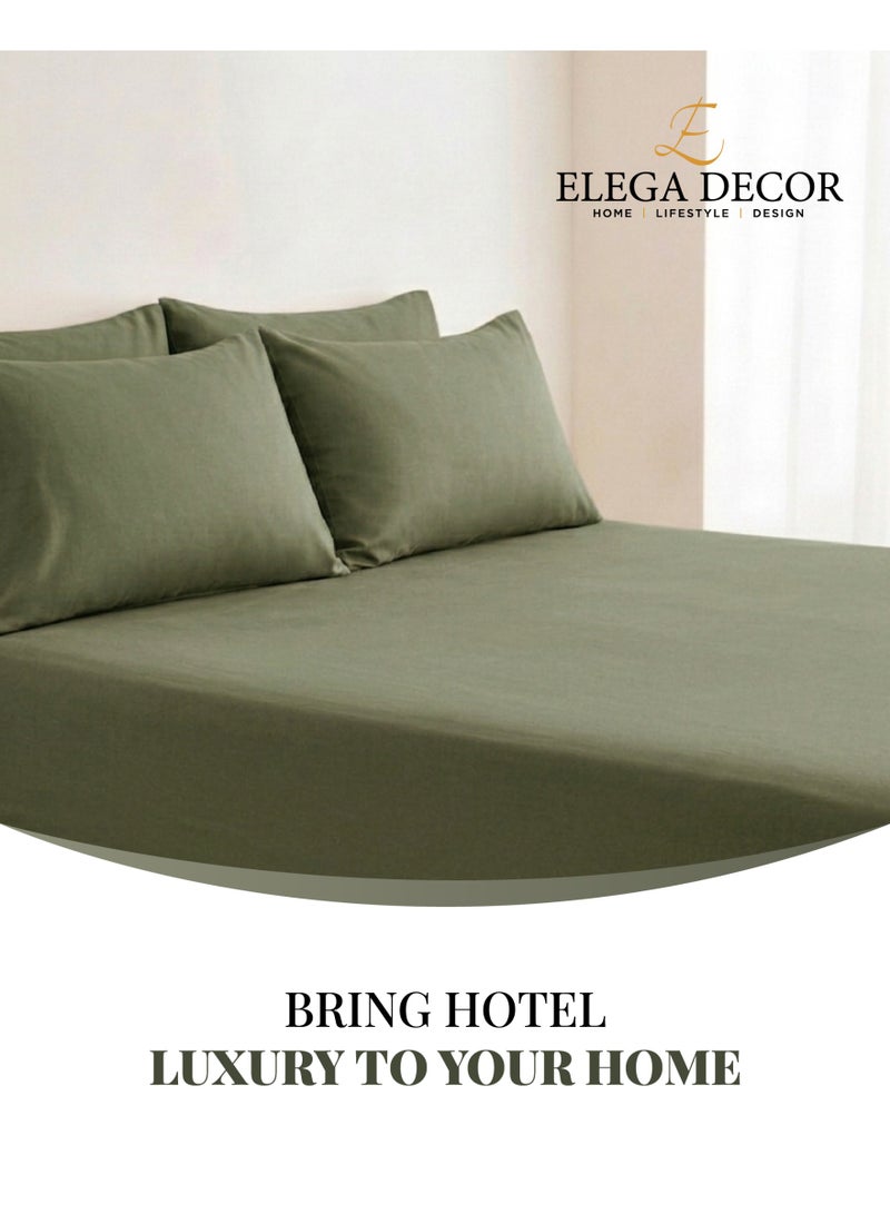 Elega Decor 210TC Cotton Satin Double Solid Bed Sheet Set 3PC | Soft Breathable Satin Flat Sheet 206x250 cm | 2 pillowcases 50x75 cm | OEKO-TEX & ECAS Certified - Image 1