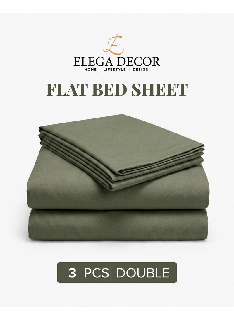 Elega Decor 210TC Cotton Satin Double Solid Bed Sheet Set 3PC | Soft Breathable Satin Flat Sheet 206x250 cm | 2 pillowcases 50x75 cm | OEKO-TEX & ECAS Certified - Image 5