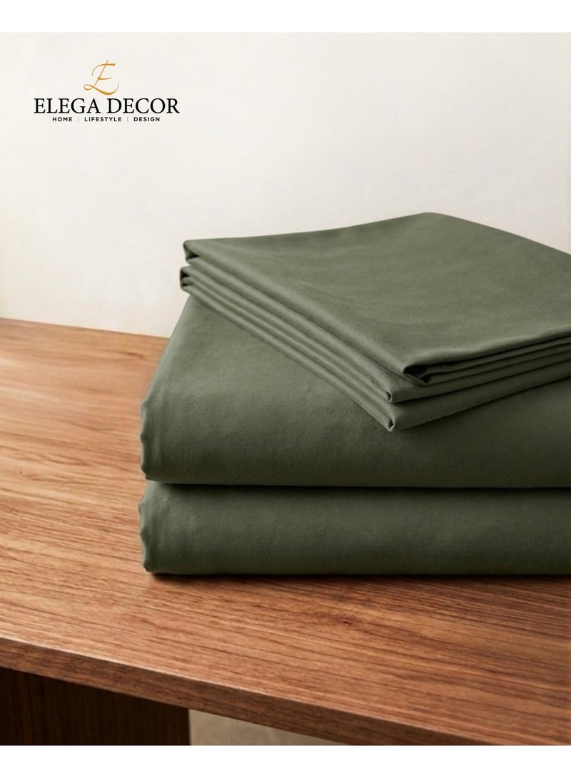 Elega Decor 210TC Cotton Satin Double Solid Bed Sheet Set 3PC | Soft Breathable Satin Flat Sheet 206x250 cm | 2 pillowcases 50x75 cm | OEKO-TEX & ECAS Certified - Image 2