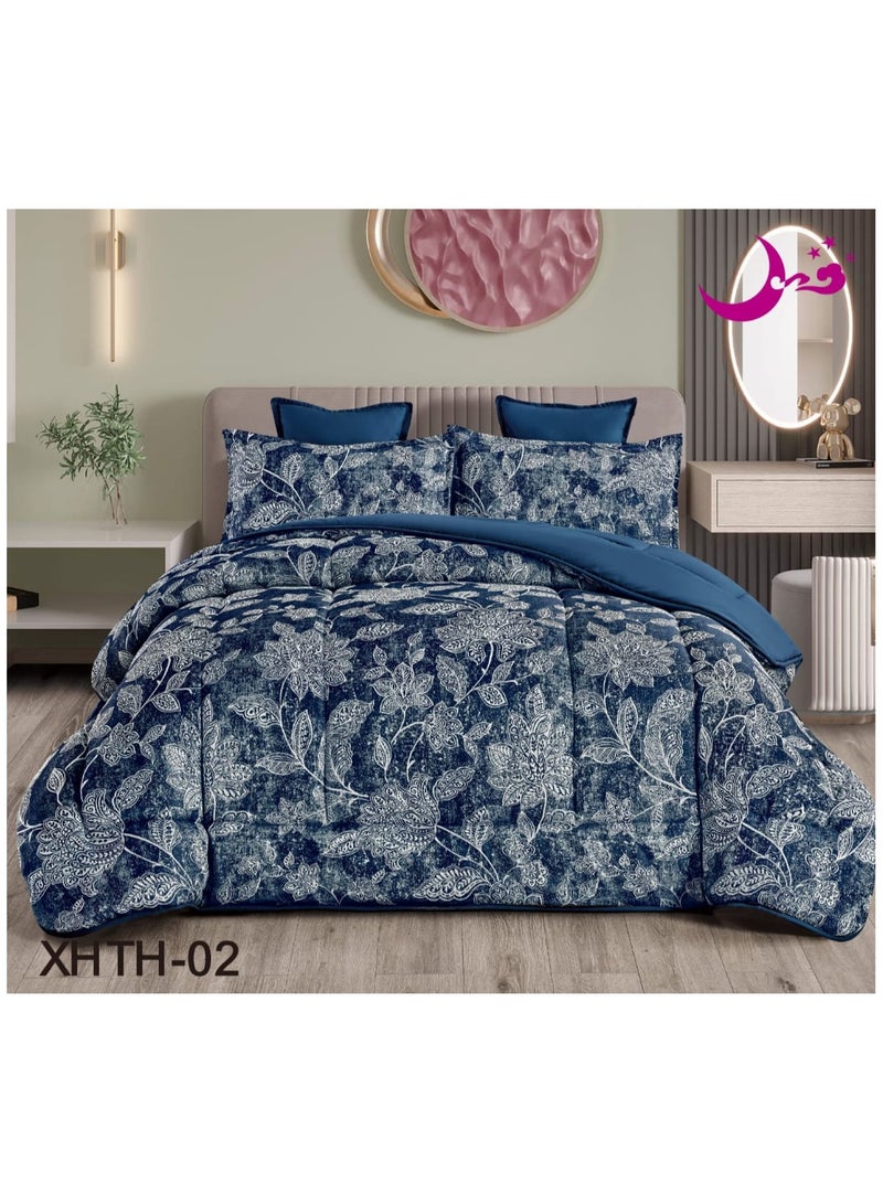 مون طقم لحاف نفرين مفرش صيفي نظام 6 قطع حشوة وسط ثابته مقاس 230 في 250سم