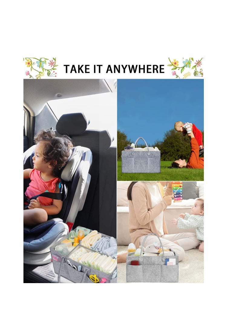 Felt cloth storage bag baby diaper box storage box stroller storage box felt baby basket baby diaper wipes portable tote bag  - Image 5